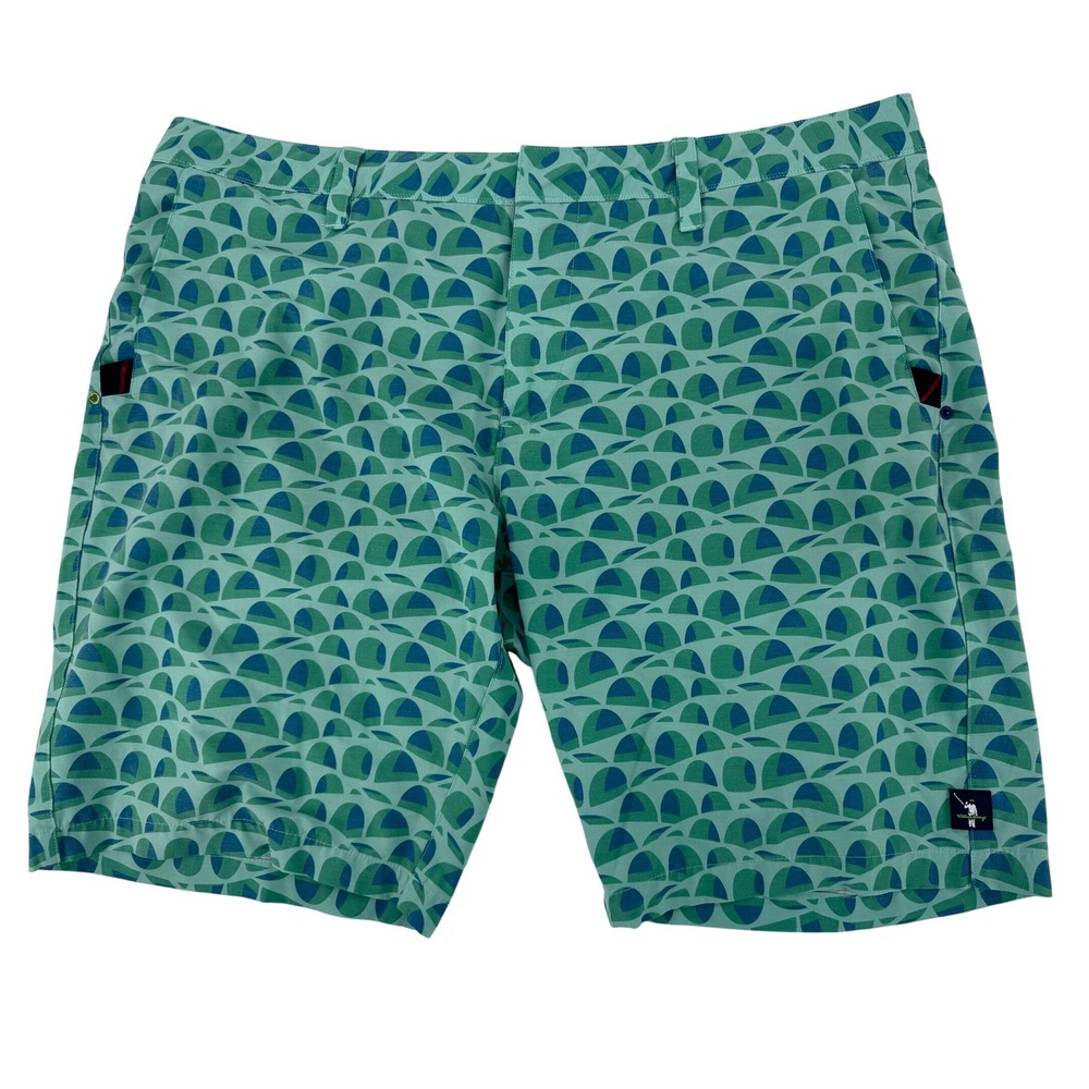 William Murray Hybrid Golf Shorts 40x10‎ Print Mens Active Casual Green Abstract